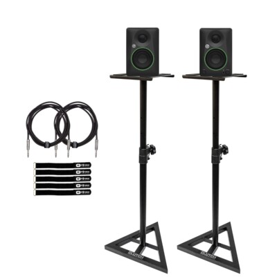 Mackie CR3.5 3.5'' Powered Studio Monitor Speakers Pair w Stands Package