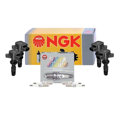 NGK 4 Ignition Coils and 4 Laser Iridium Spark Plugs Kit For Mazda MX-5