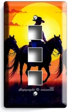 WESTERN COUNTRY COWBOYS ON HORSES SUNSET PRAIRIE LIGHT SWITCH OUTLET WALL PLATES