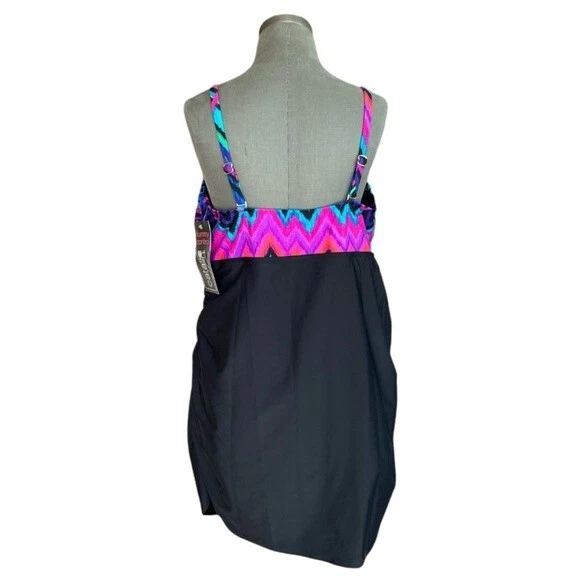 女士游泳上衣 CATALINA Bandeau 背心黑色多色荷叶边金色口音上衣 — 第 4/4 张图片