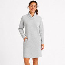 Athleta SoftTech Dress Womens Small Gray Wool Blend Shawl Collar Long Sleeve