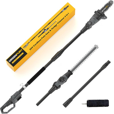 2-In-1 Cordless Pole Saw & Hedge Trimmer Compatible with Dewalt 20V Max Battery,