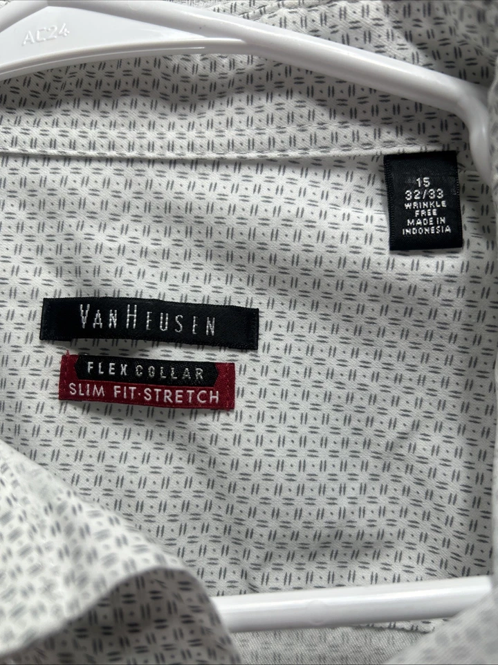 Para hombres Van Heusen Cuello Flexible Calce Ajustado Elástico Talla 15 32/33 Sin Arrugas Foto 2 de 4