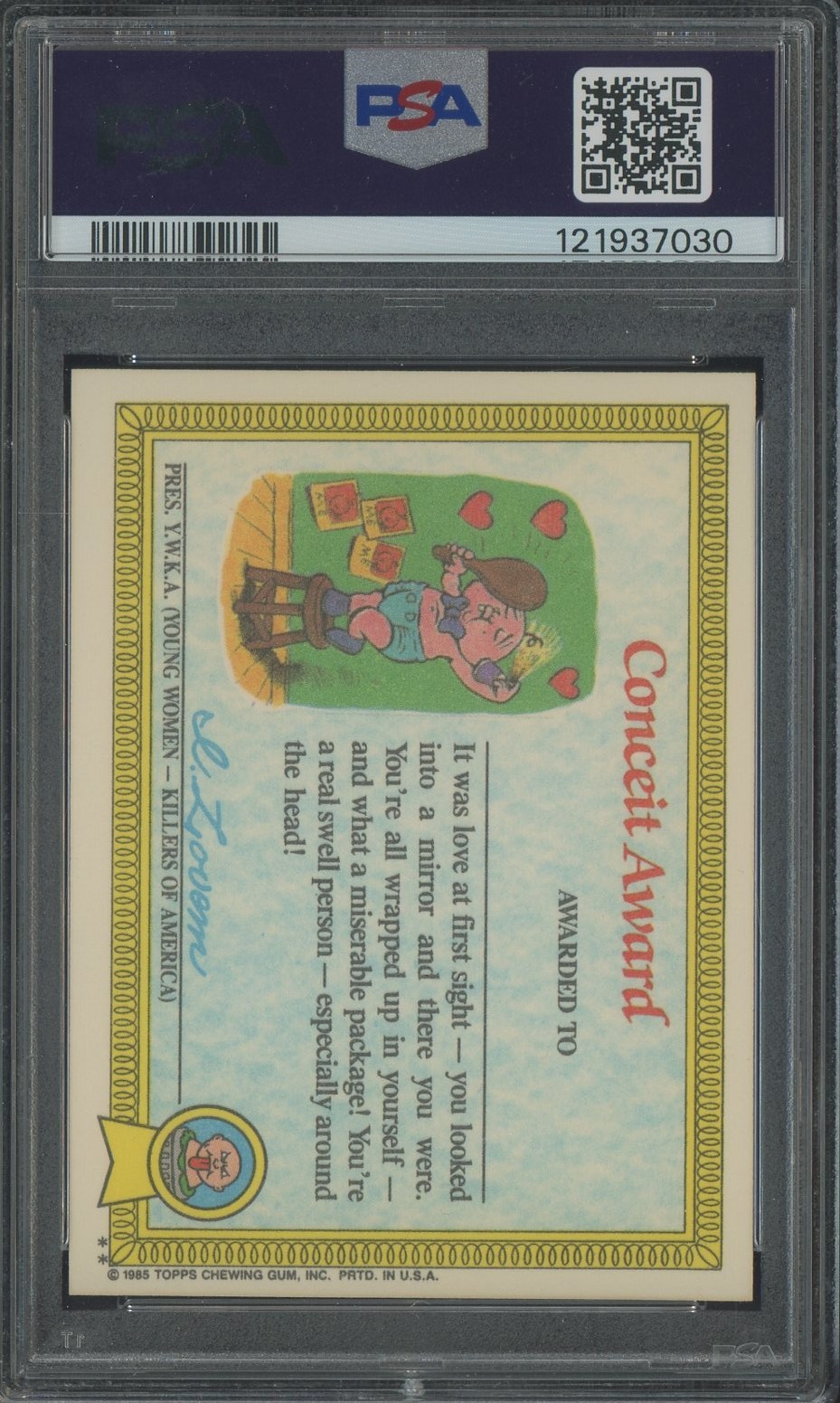 1985 Topps Garbage Pail Kids GPK Stickers #24b Nerdy Norm PSA 9 MINT view 2