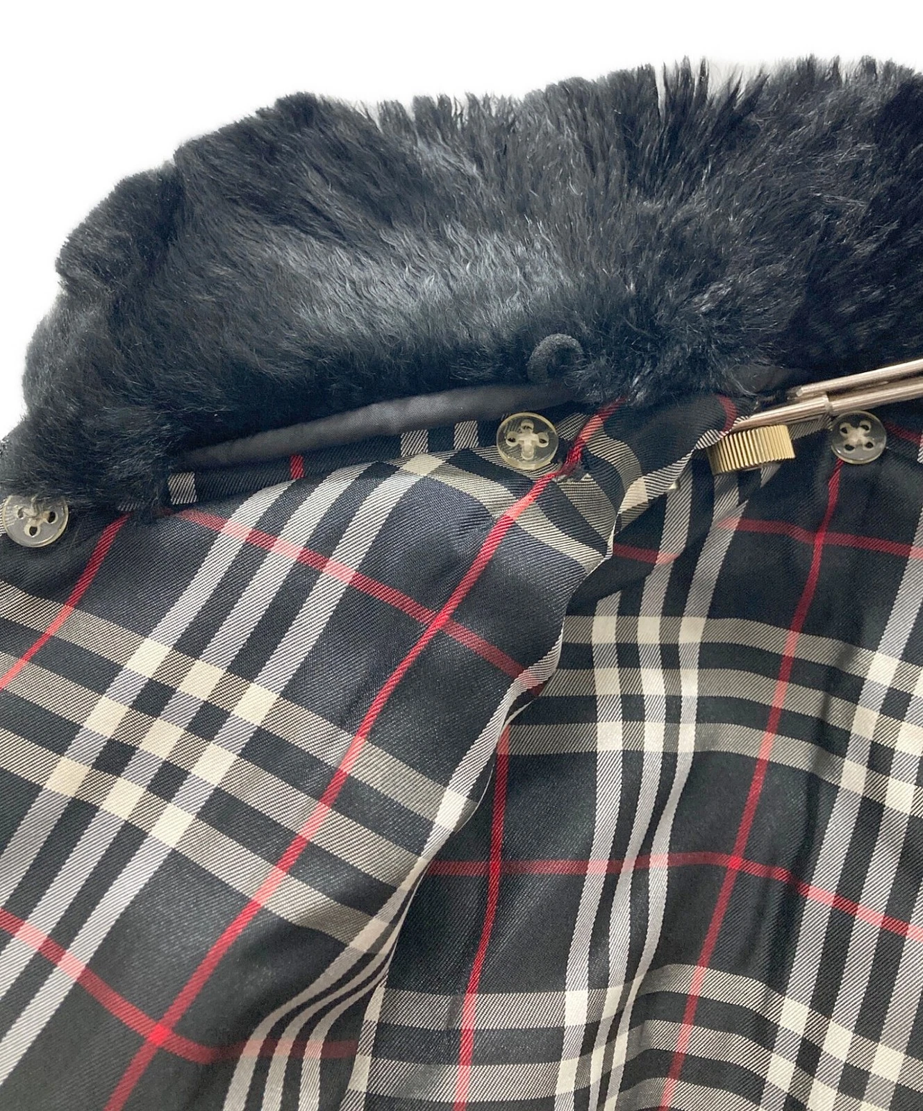 Burberry Black Label Nova Check Lined Rabbit Fur Down Jacket Size M Black image 6