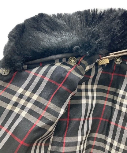 Burberry Black Label Nova Check Lined Rabbit Fur Down Jacket Size M Black image 6