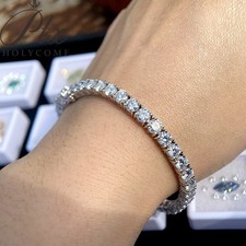 4mm REAL VVS1 D Color MOISSANITE Tennis Chain Bracelet 925 Silver Pass Tester 