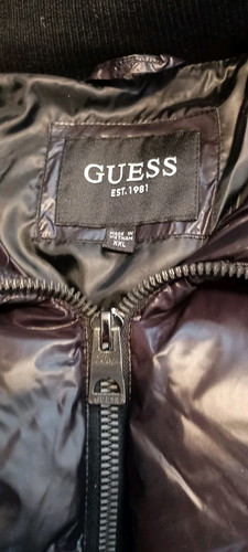 NWT Guess Men’s XXL Black Puffer Zippered Jacket With Hood & Brown Faux Fur NEW - Picture 3 of 7