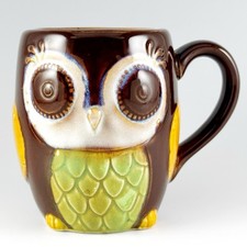 burton  BURTON Owl Mug Hand Painted Embossed Porcelain Coffee Cup Tea Chocolate