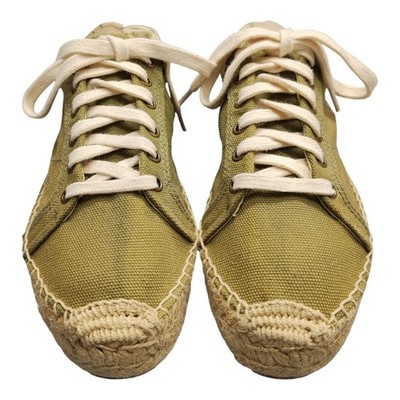 Soludos Izzy Platform Espadrille Tennis Sneakers Womens US 8 Green Tan Lace Up