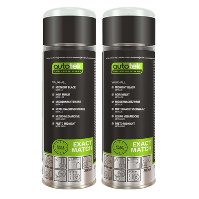 2 x Autotek Vauxhall (Opel) Midnight Black Aerosol-Sprühlack mit hoher Deckkraft 300 ml