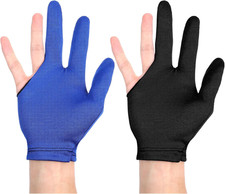 2 Pcs Billiards Glove, Breathable 3 Fingers Pool Gloves Universal Cue Nylon Elas