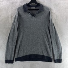 MARINE LAYER Liam Sweater Polo Mens Size Small Gray Knit Long Sleeve Casual