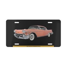 Iconic 1958 Cadillac Eldorado Seville Classic Car Vanity Plate | Vintage Peach