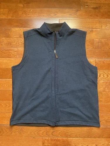 Johnston & Murphy Upton Reversible Vest Men's XL Brown Navy Plaid Cotton Blend - product listing photo