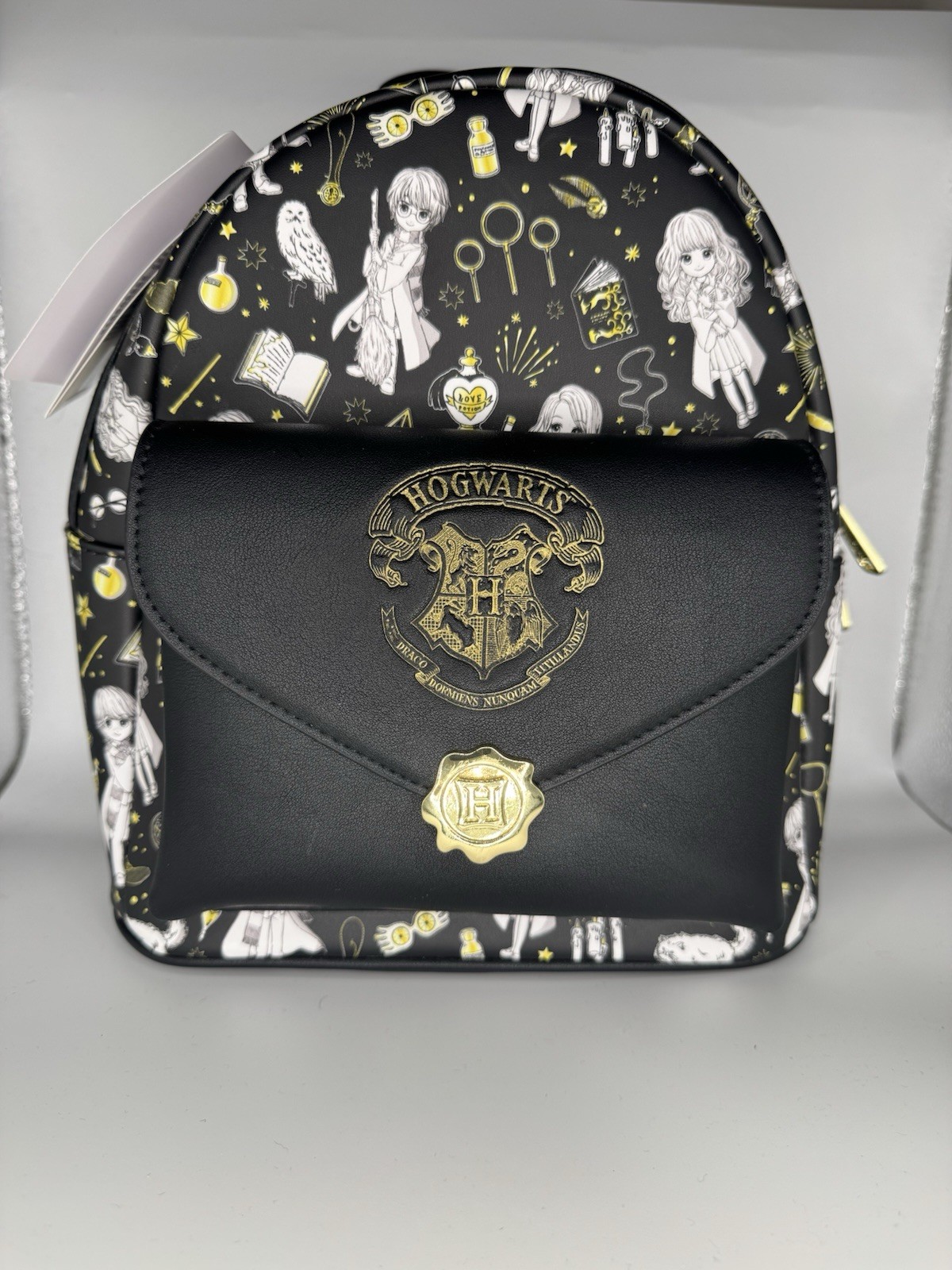 Loungefly Harry Potter Mini Backpack Black Gold Hogwarts Magical Elements NWT
