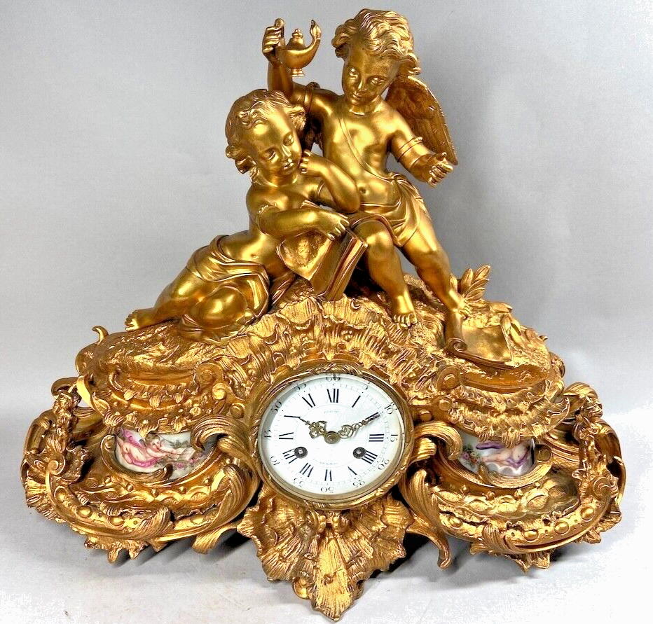 Clock French Louis XVI Bronze Mantel Japy Freres 1860 Sevres