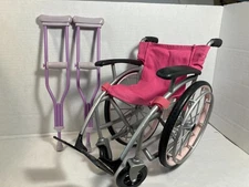 Doll Wheelchair Crutches Set Click n' Play For 18 inch American Girl Style Dolls