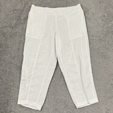Eileen Fisher Pants Womens Large / 24" White Linen Pull On Office Career Pockets