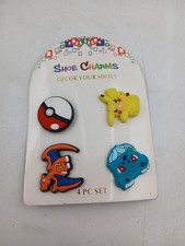 Pokemon Shoe Charms Multicolor 4 Piece Set Pikachu Charizard Bulbasaur