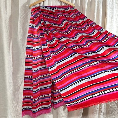 Kate Spade New York Geo Border Scarf Cherry Pepper Red Fuchsia 30x80 Wrap
