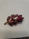 Vintage Red Rhinestone Brooch Pin Costume Jewelry