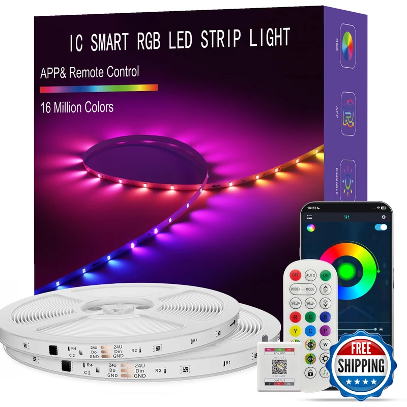 Athono Led Lights For Bedroom 100Ft Smart Icrgb Music Sync Color Changing Strip