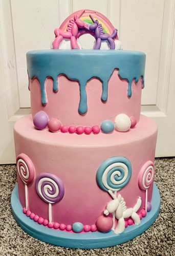 Unicorn Balloons Rainbow Pastel Pink Cake Food Stool Decor Tik Tok Viral