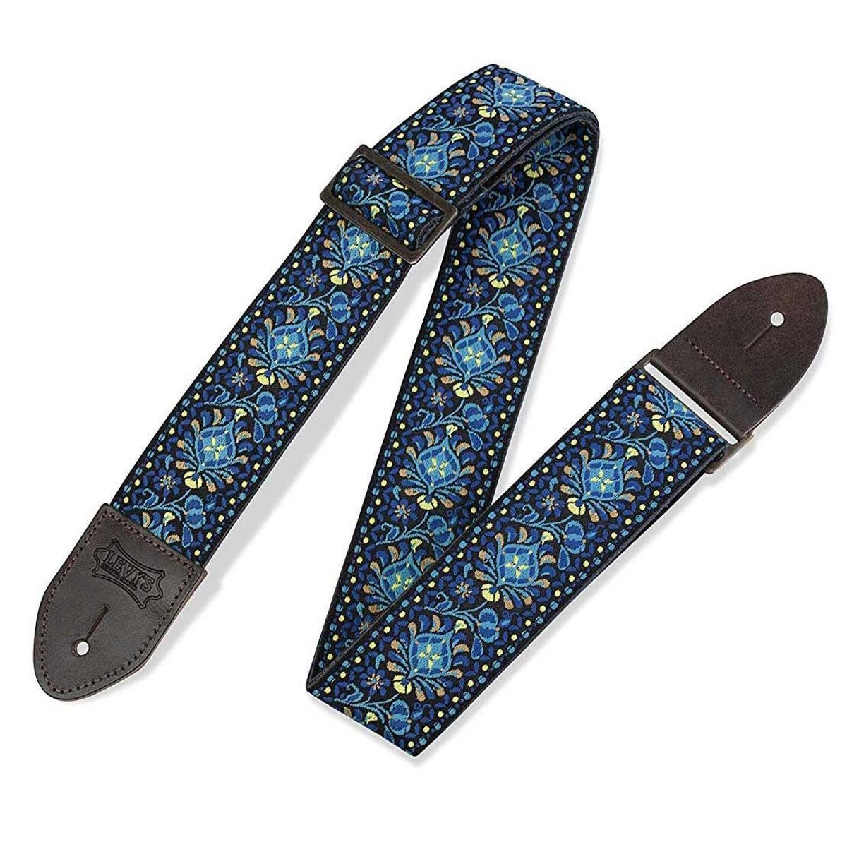 Кожаный винтажный гитарный ремешок из жаккардовой ткани Format 2 ярко-синий 6790₽