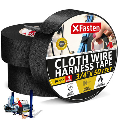 Wire Harness Tape, 3/4-Inch X 50-Foot (3-Pack), High Temp Wiring Loom Harness, S