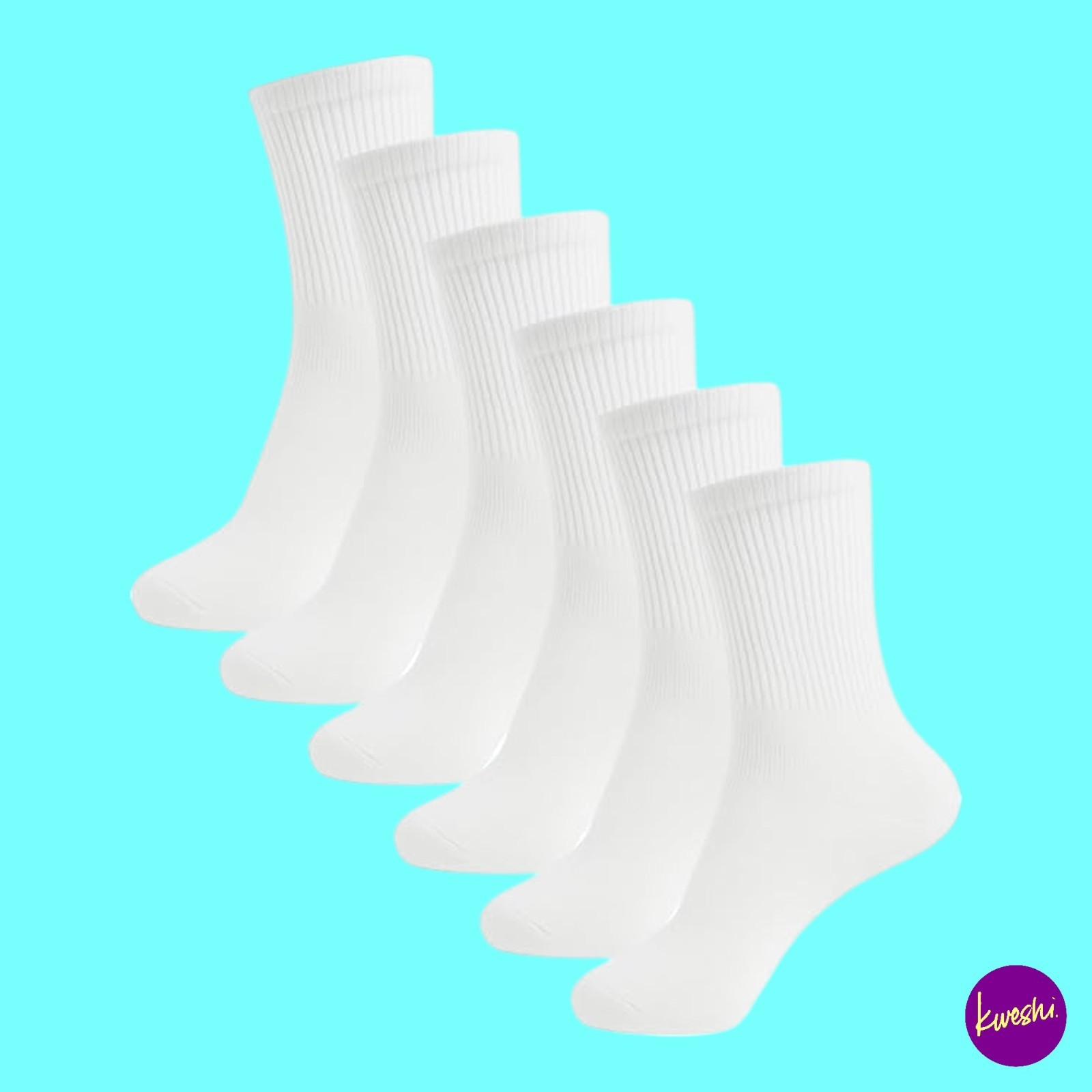 A2Z 4 KIDS Boys Athletic Crew Socks, Cotton, White, Set of 6, 11-14 Years