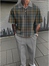 Men's Outfit 2 Piece Set Shirt Pants Suit PLUS SIZE BIG 4XL