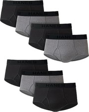 HANES Best Men's Briefs, 8 Pack, Breathable Cotton Underwear BLACK  GRAY M 