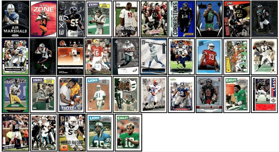 Lote mixto de 75 tarjetas deportivas de fútbol americano 1987-2022 Detroit Lions Foto 2 de 2