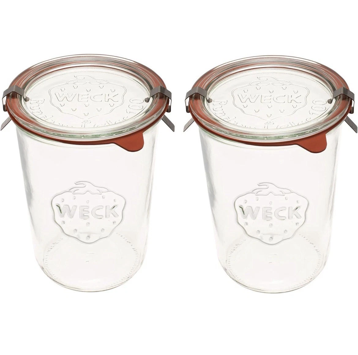 Set of 2 WECK 743 Glass Storage Jars 3/4 Liter Wide Mouth Airtight Seal