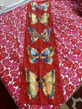 Red Sheer Color Butterfly Print Scarf 60 Inches L x 15 Inches W