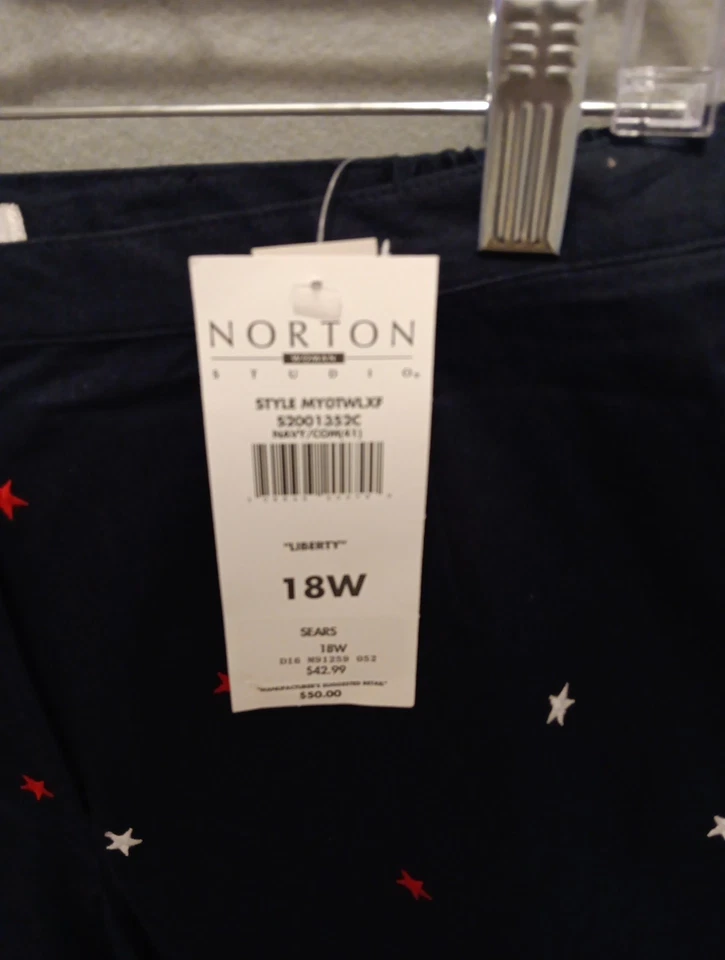Norton Studio Freizeit Knickerbocker Hose Damen 18W blau rot weiß Sterne  - Bild 3 von 4