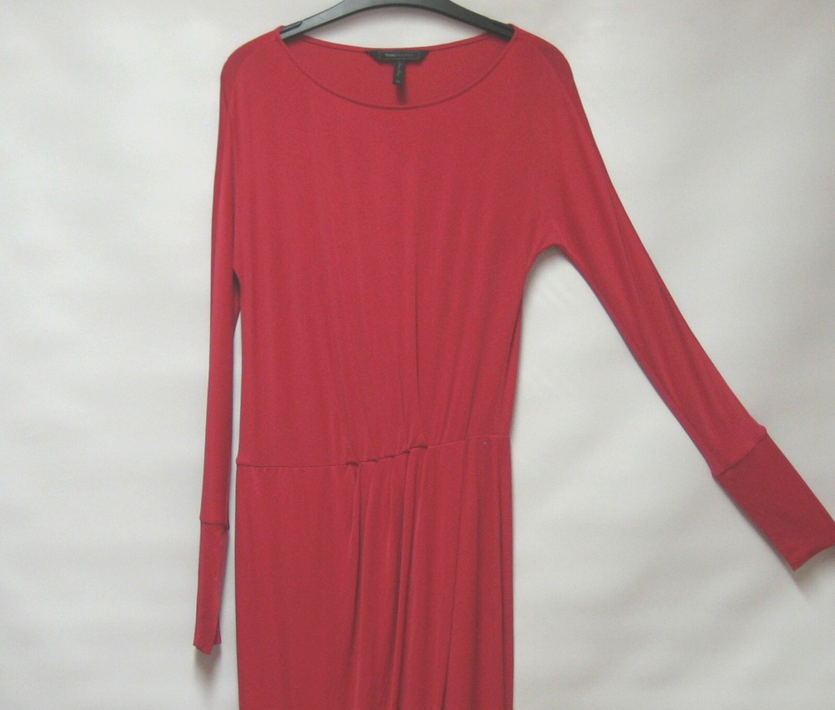 DESIGNER BCBG MAXAZRIA RIO RED FIXED WRAP DRESS QUIRKY BATWING