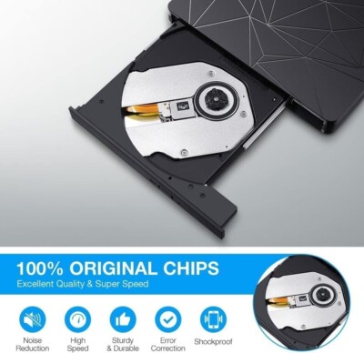 External CD DVD Drive, 2 in 1 Type C & USB 3.0 + SD Card Readers D+/-RW DV