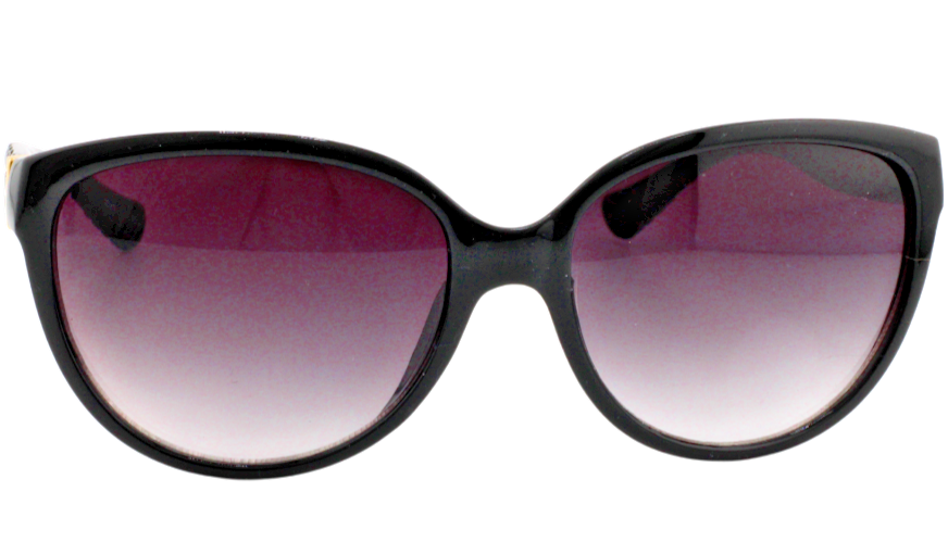 Cat Eye Black Frame Sunglasses with Basketweave Arms and Gradient Lavender Lens-image