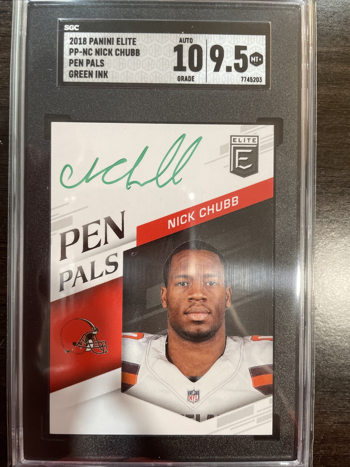 Nick Chubb Panini Donruss Elite Pen Pals Autographs #NC Green Ink