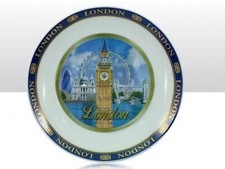 London Sammelteller Plate Laser Optik,Keramik,20 cm,Big Ben,Gerkin,Eye ..