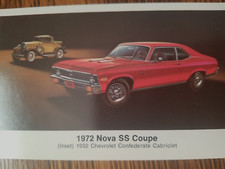 1972 Chevrolet Nova Ss Coupe 1932 Confederate Cabriolet Advertising Postcard 1972 Chevrolet Nova Ss Coupe 1932 Confederate Cabriolet Advertising Postcard