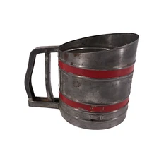 Sift-Chine Metal Flour Sifter Red Stripped Made in USA 5 Cup Vintage