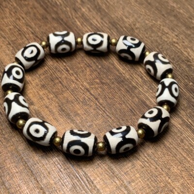 Old Tibetan Nepalese Himalayan FYM Ancient Old Dzi Talisman 3 eye Beads Amulet