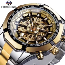 Men's Watch Skeleton Mechanical Luminous Luxury Waterproof Sport Watch Octagon