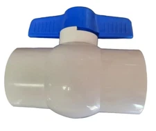 2 In. Inline PVC Ball Valve, Compact T-Handle Water Shut Off Blue Valve Slip 2"