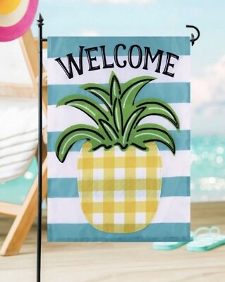 Meadow Creek Garden Flag 12'' x 18'' Welcome Pineapple  Brand New With Packaging