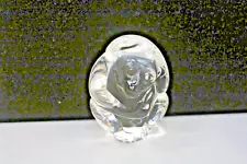 Steuben Crystal Glass Hand Cooler Paperweight Monkey Signed E1