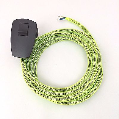 Neon-gelbes Textilkabel 3x0,75 Mm² – Für Lampen & DIY, 1 Meter, Robustes Polyestergeflecht